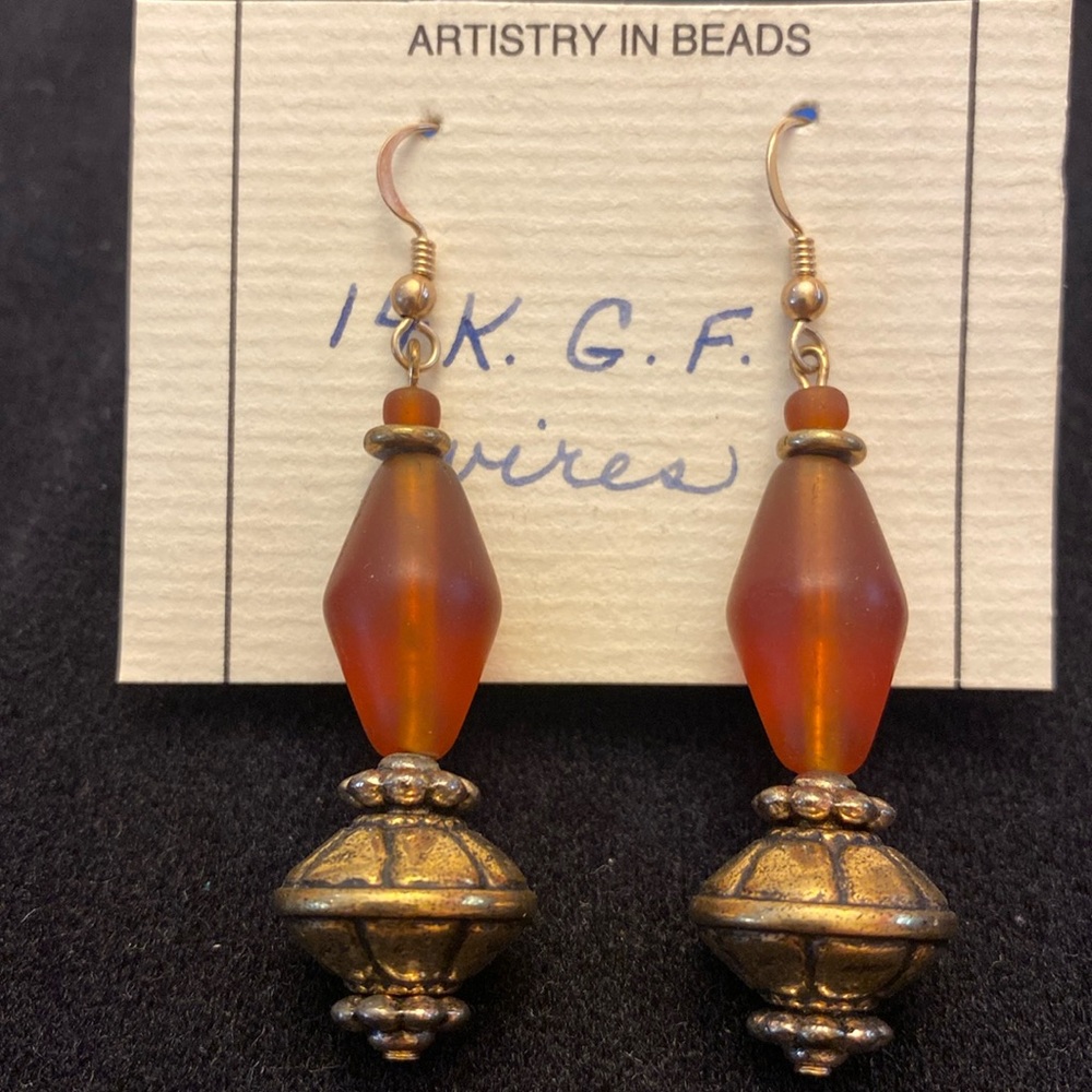 Glitz beads and beyond handcrafted 14k g.f. Wire earrings